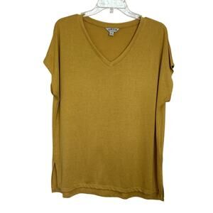 Orvis Yellow Mustard Short Sleeve Top Size Large Comfy Outdoors Casual Travel